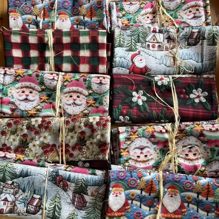 Kit de 2 tissus 100% coton Collection Noël 3D